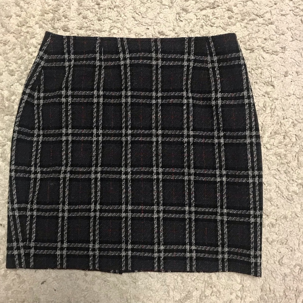 Plaid wool mini skirt
